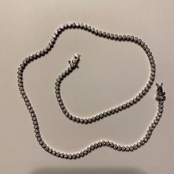 13CT Bezel Setting Lab Created Diamond Tennis Necklace 925...